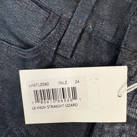 FRAME Le High Straight Indigo Lizard Coated Jeans Size 24 - Picture 3 of 10